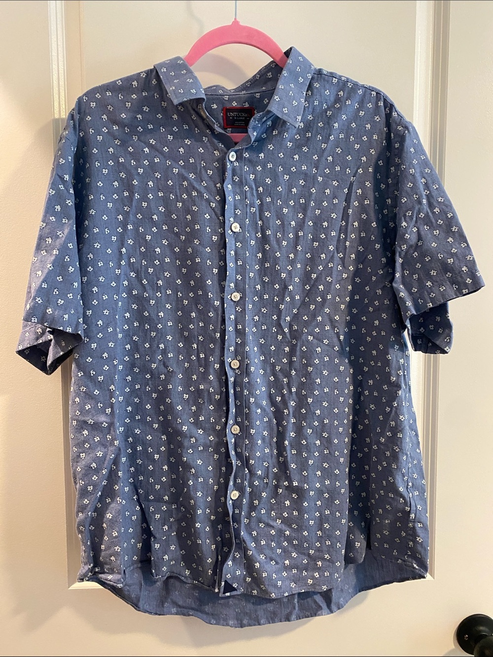 UNTUCKit Navy Blue Short-Sleeve Micro-Print Floral Button-Down Shirt